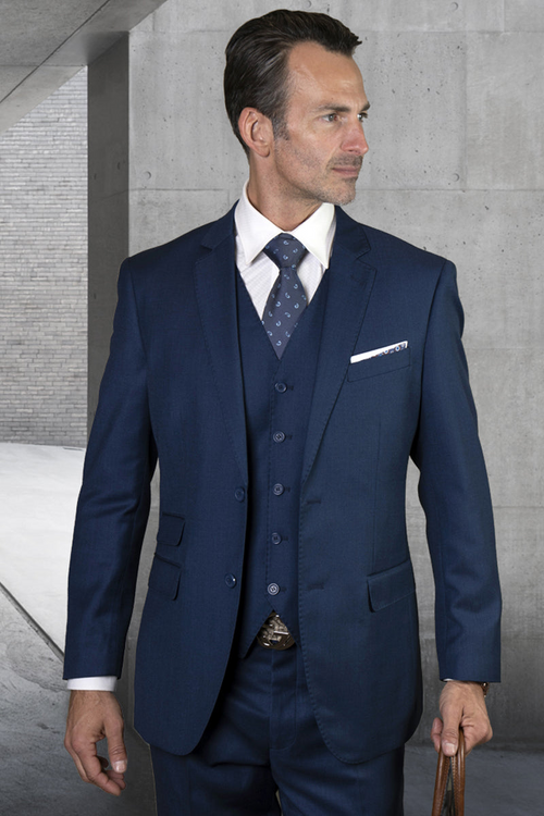 Men's Modern Sapphire Blue Wool Suit by Statement Suits
