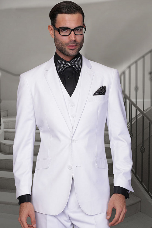 Men's Modern Fit White Woolvested Suit by Statement Suits