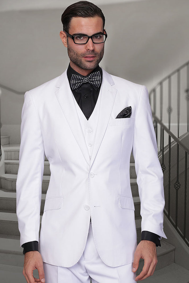 Men's Modern Fit White Woolvested Suit by Statement Suits