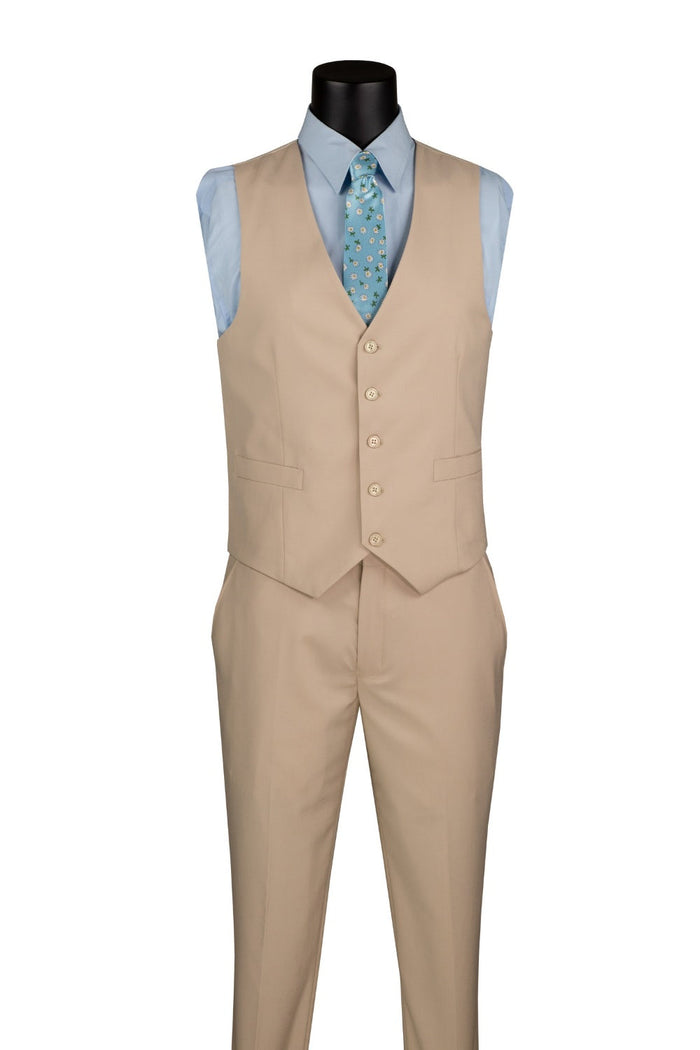 Slim Fit Business Men's Suit 3 Piece 2 Button in Light Blue by Vinci