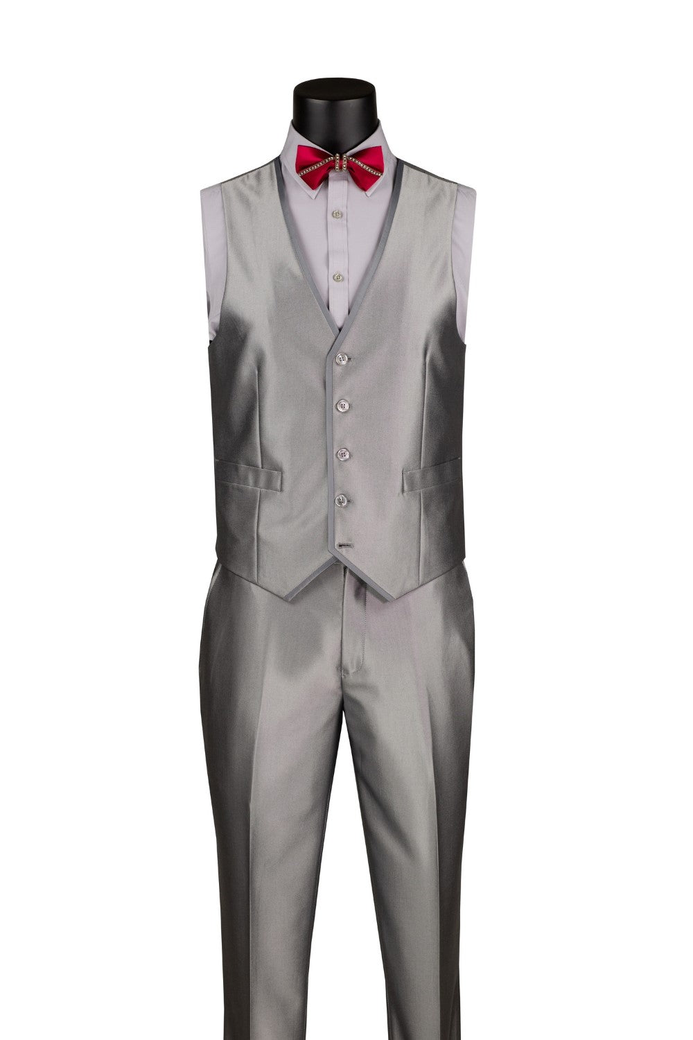 Slim Fit 2 Piece Suit Stretch Fabric Suit with Adjustable Waistband in Bone White by Vinci