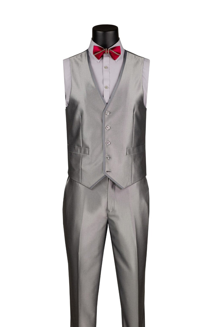 Slim Fit 2 Piece Suit Stretch Fabric Suit with Adjustable Waistband in Bone White by Vinci