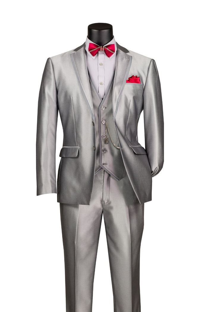 Slim Fit 2 Piece Suit Stretch Fabric Suit with Adjustable Waistband in Bone White by Vinci