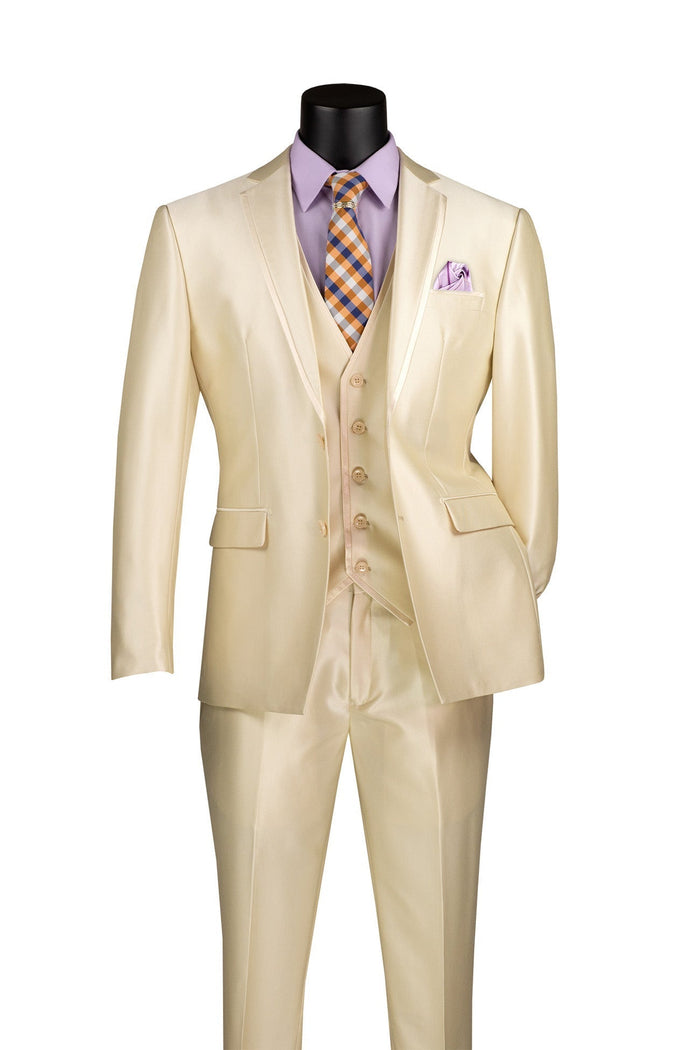 Blue Modern Fit Double Breasted Glen Plaid Peak Lapel 2 Piece Suit by Vinci