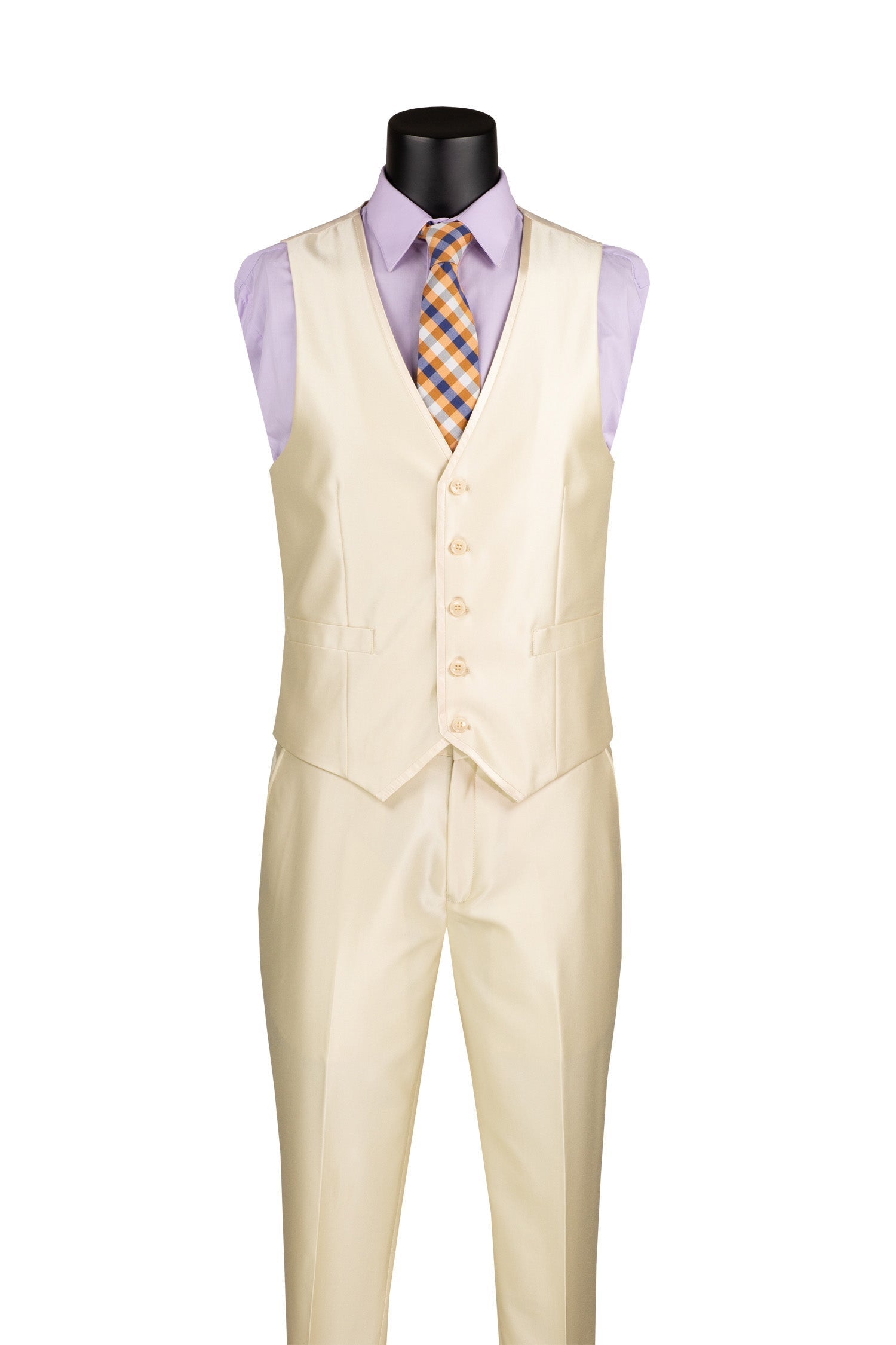 Blue Modern Fit Double Breasted Glen Plaid Peak Lapel 2 Piece Suit by Vinci