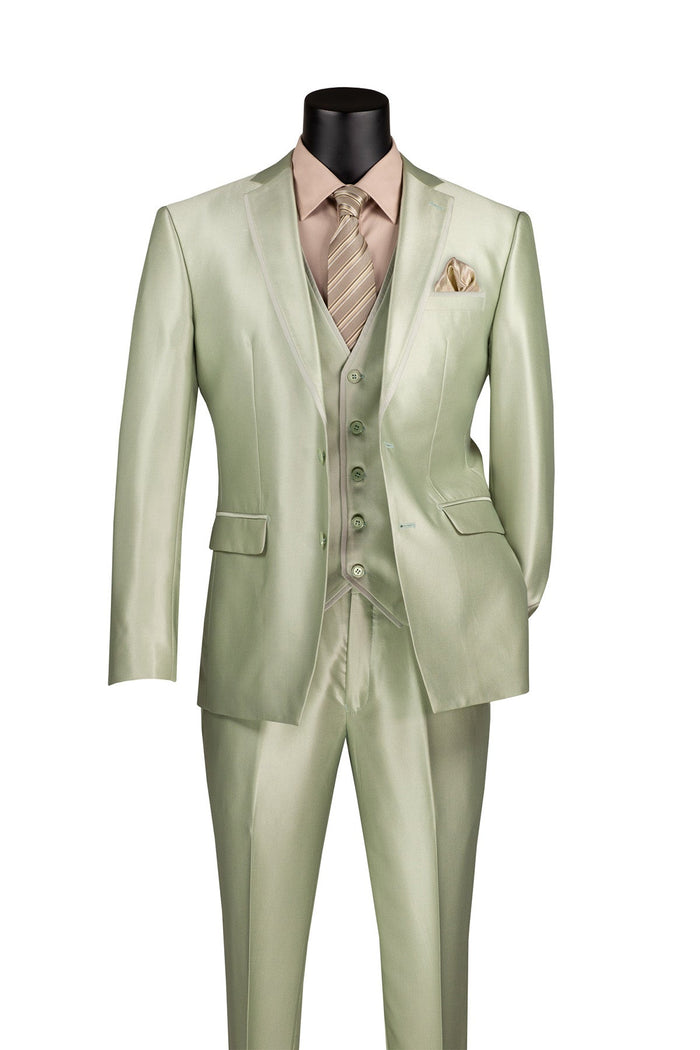 Slim Fit Tuxedo 3 Piece with Jacquard Pattern in Light Blue by Vinci