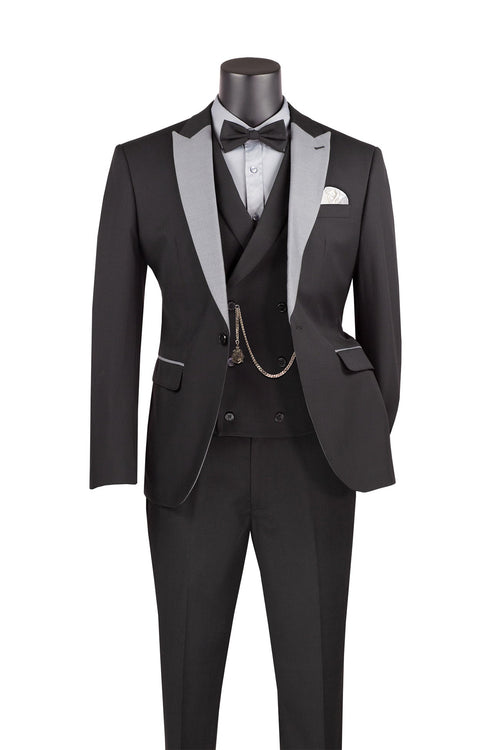 Men's Slim Fit Velvet Tuxedo 2 Piece in Black by Vinci