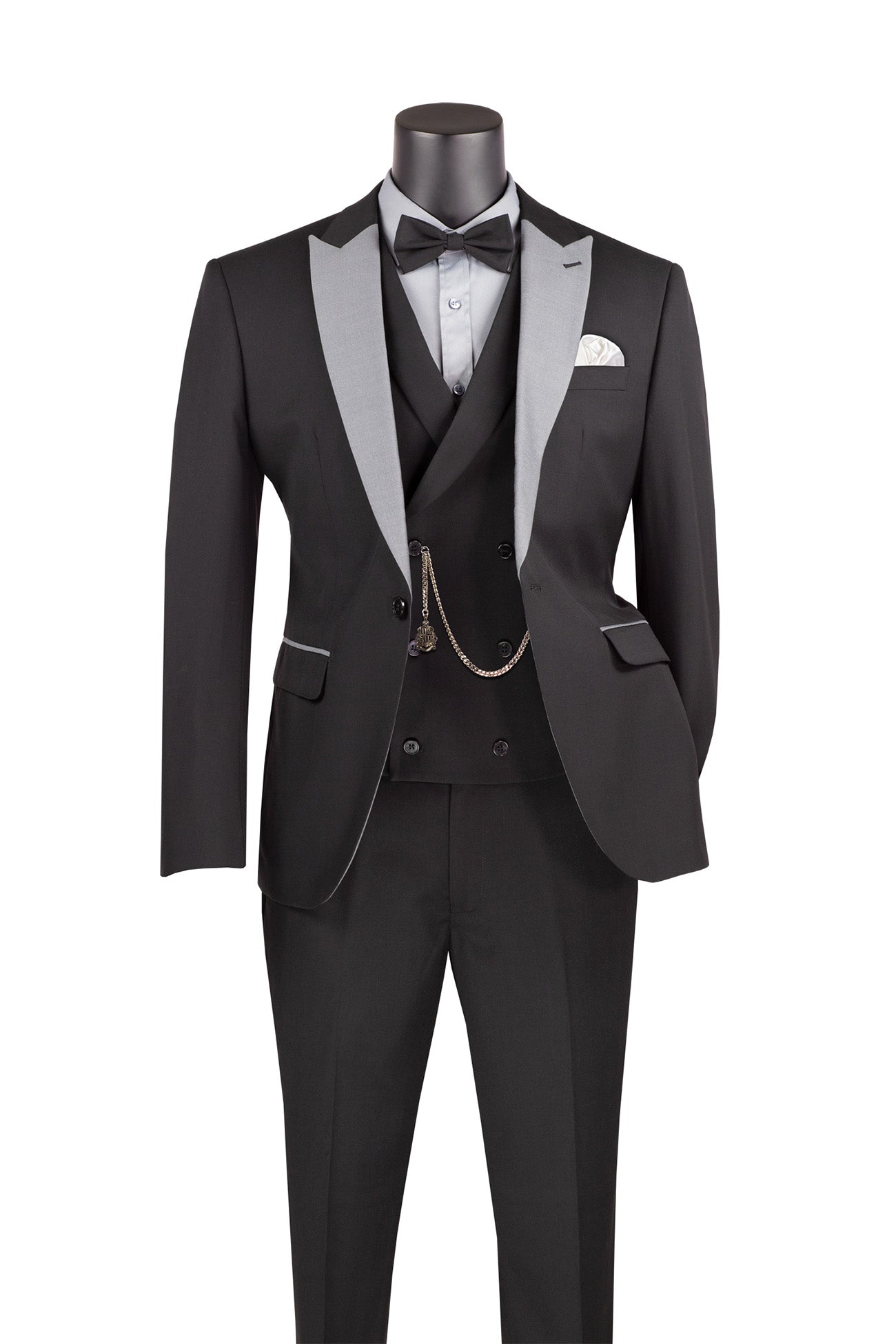 Men's Slim Fit Velvet Tuxedo 2 Piece in Black by Vinci