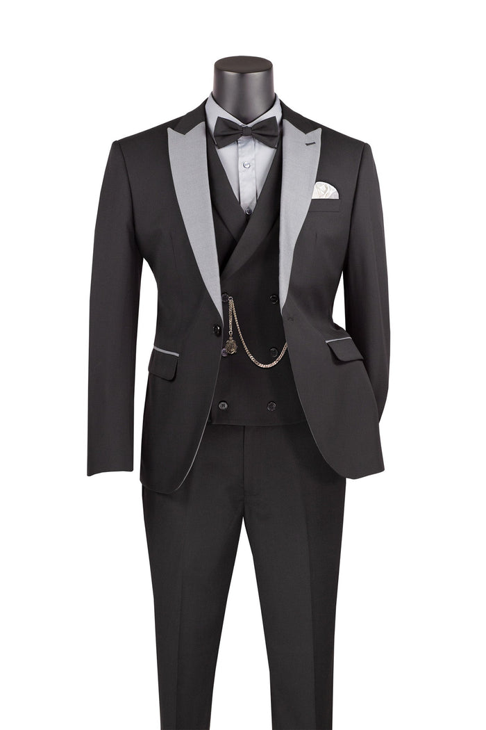 Men's Slim Fit Velvet Tuxedo 2 Piece in Black by Vinci