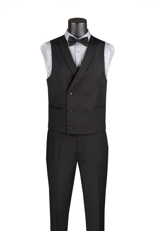 Men's Slim Fit Velvet Tuxedo 2 Piece in Black by Vinci