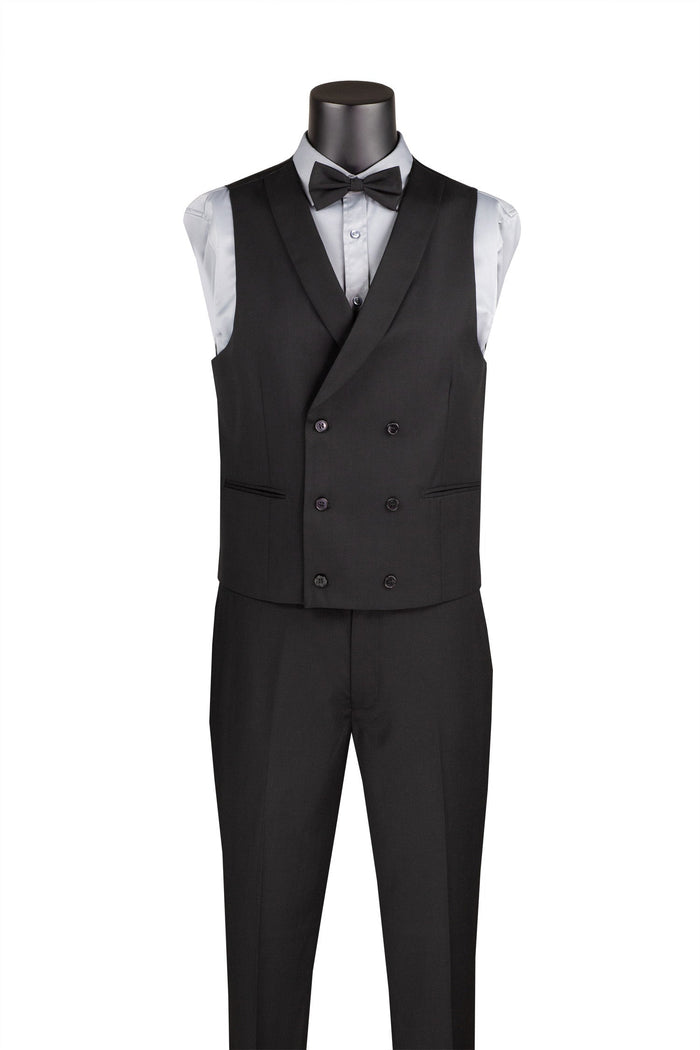 Men's Slim Fit Velvet Tuxedo 2 Piece in Black by Vinci