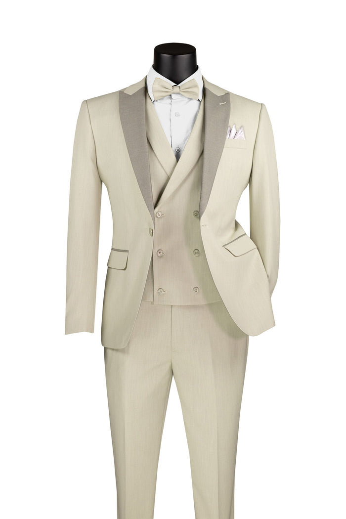 Champagne Sim Fit Tuxedo 2 Pieces with Matching Bow Tie by Vinci