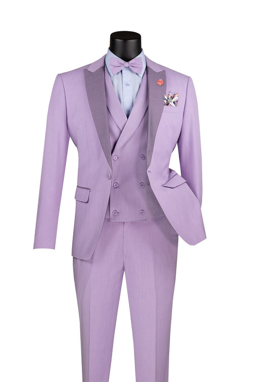Dusty Blue Regular Fit 3 Piece Suit with Vest and Adjustable Waist Band Pants by Vinci