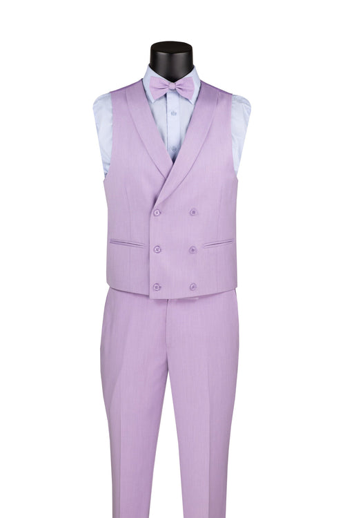 Dusty Blue Regular Fit 3 Piece Suit with Vest and Adjustable Waist Band Pants by Vinci