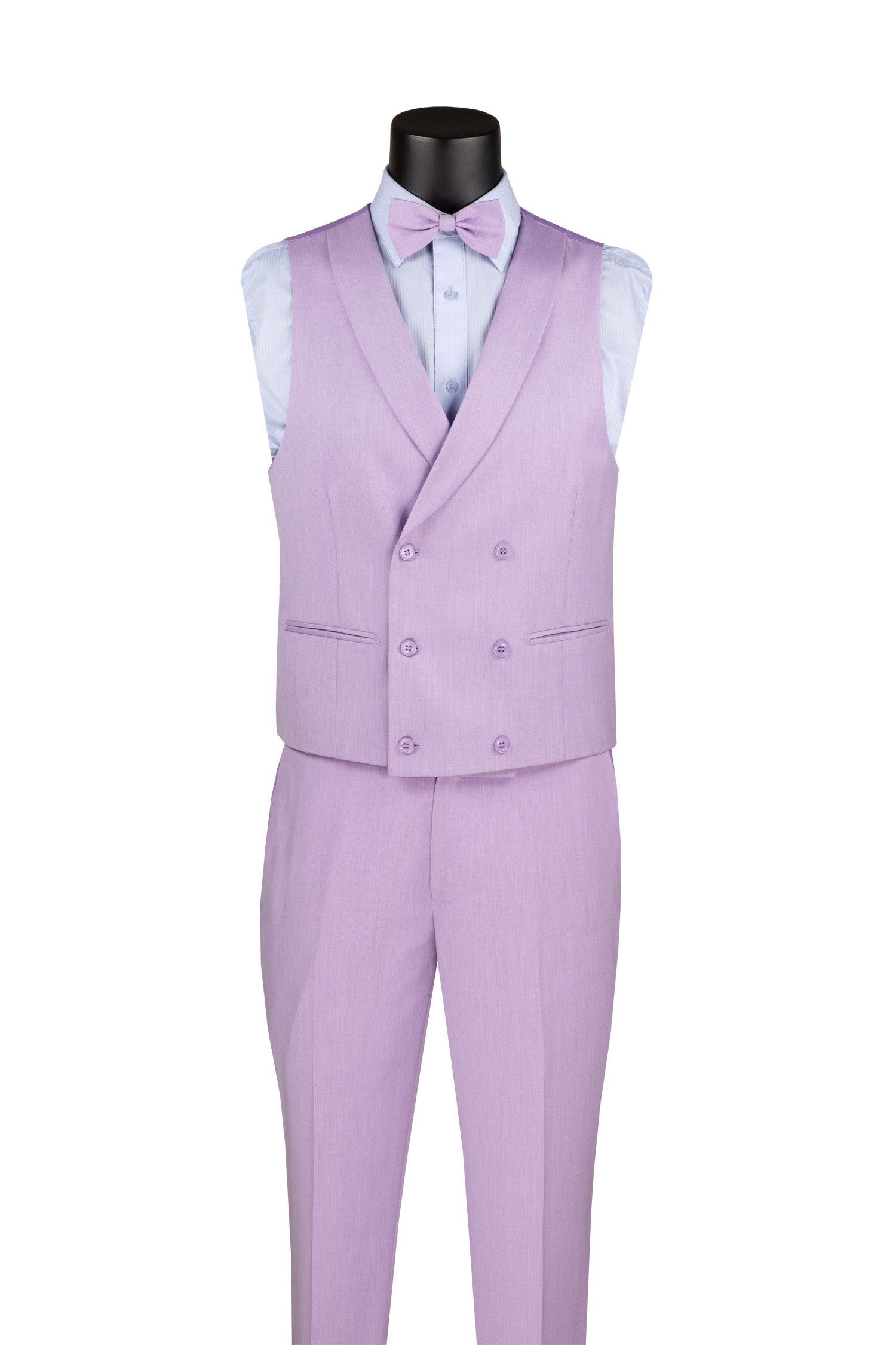 Dusty Blue Regular Fit 3 Piece Suit with Vest and Adjustable Waist Band Pants by Vinci
