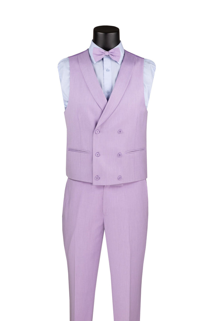 Dusty Blue Regular Fit 3 Piece Suit with Vest and Adjustable Waist Band Pants by Vinci