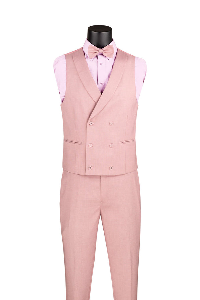 Light Blue Modern Fit 3 Piece Suit with Vest and Adjustable Waist Band Pants by Vinci