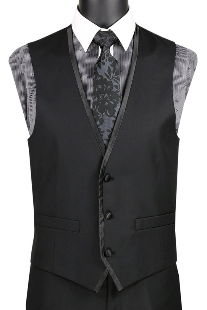 Atlantis Collection - Black Regular Fit Double Breasted 2 Piece Suit by Vinci