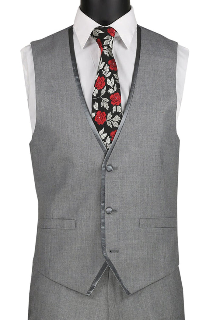 Oriental Collection - Banded Collar Slim Fit Suit Shiny Sharkskin 2 Piece Wine by Vinci