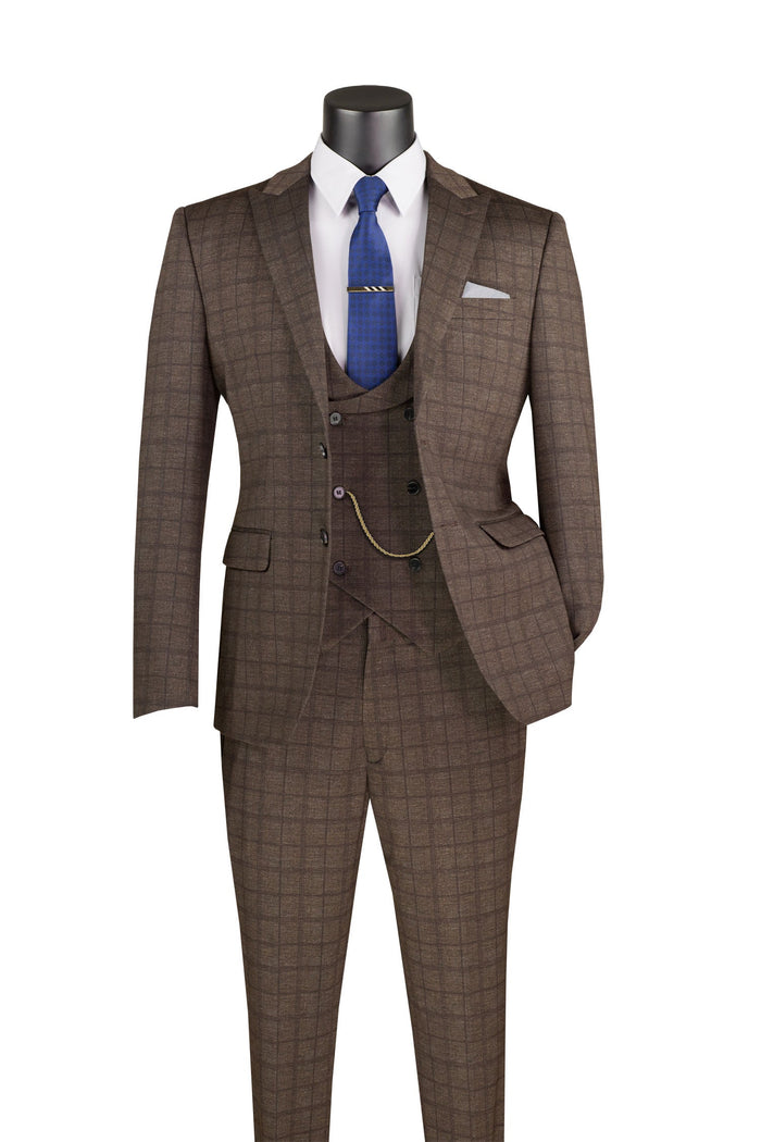 Odyssey Collection - Purple Regular Fit 3 Piece Suit 2 Button Gangster Stripe by Vinci