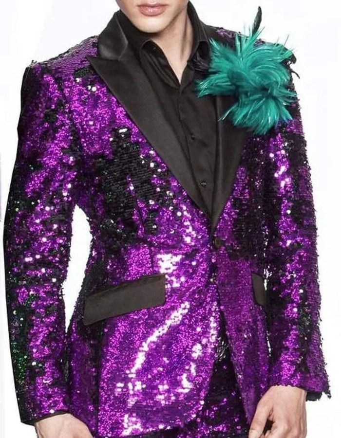 Mardi Gras Outfit - Mardi Gras Blazer For Men in Color Red in Sequin Fabric by Menssuitsatlantain