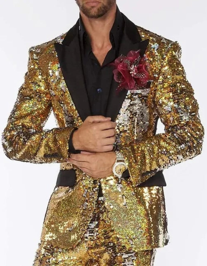 Mardi Gras Outfit - Mardi Gras Blazer For Men in Color Red in Sequin Fabric by Menssuitsatlantain