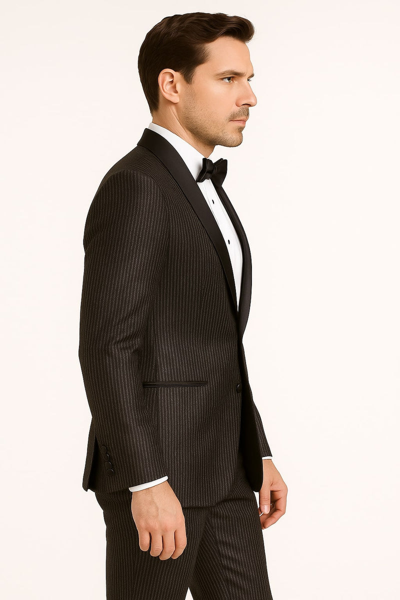 Mens Shiny Black Glitter Tuxedo with Satin Shawl Lapel – Ultra Slim Fit Sparkle Suit for Weddings, Proms & Formal Events