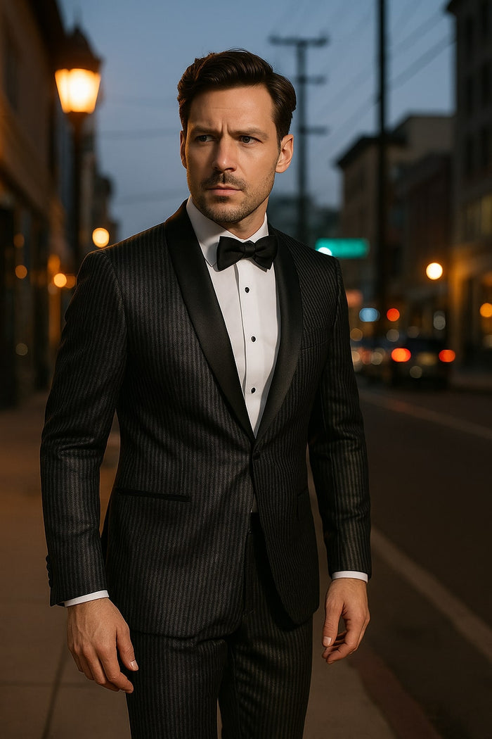 Mens Shiny Black Glitter Tuxedo with Satin Shawl Lapel - Ultra Slim Fit Sparkle Suit for Weddings, Proms & Formal Events by USA Men's Outlet