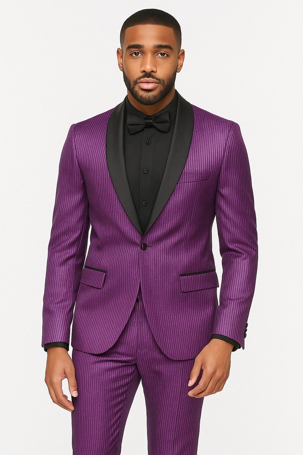 Mens Shiny Purple Tuxedo Jacket with Black Satin Shawl Lapel – Formal Party Blazer for Prom and Weddings – SuitUSA
