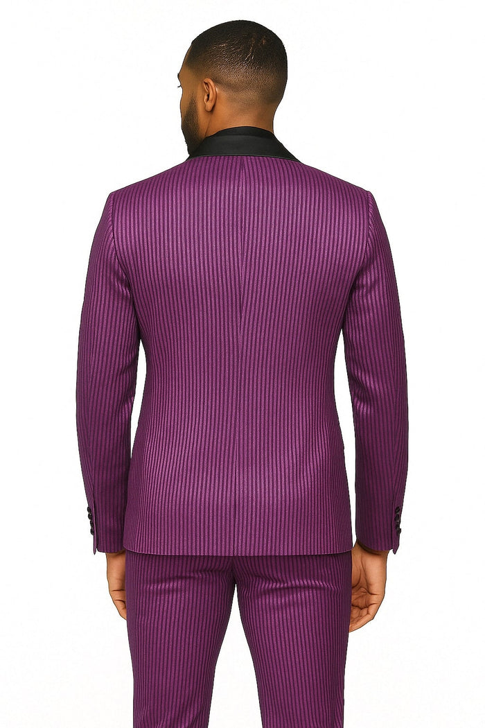 Mens Shiny Purple Tuxedo Jacket with Black Satin Shawl Lapel - Formal Party Blazer for Prom and Weddings by USA Men's Outlet