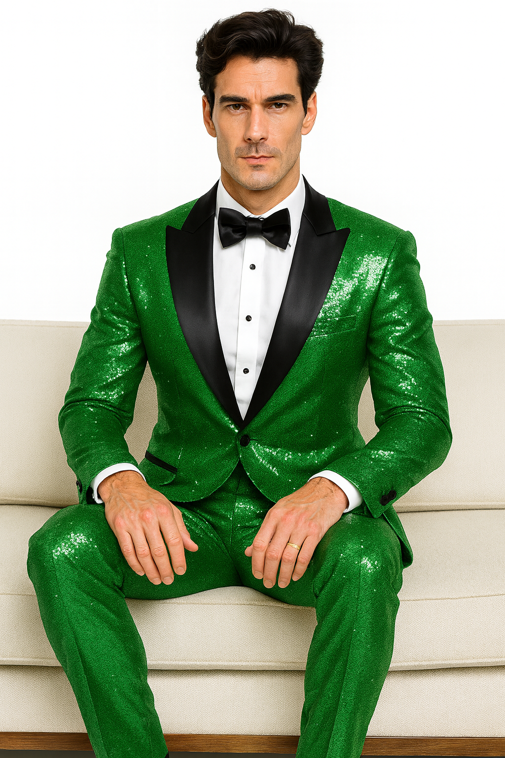 Sequin Suit - Shiny Suit - Emerald Green Suit - Metallic Fabric suit - Stage Tuxedo - Groom Suit Jacket + Pants
