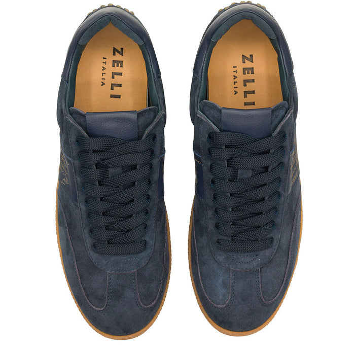 Zelli Shizzo Suede and Calfskin Signature Sneaker in Navy