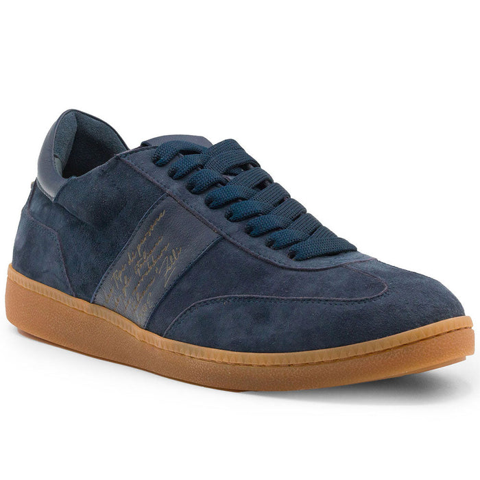 Zelli Shizzo Suede and Calfskin Signature Sneaker in Navy
