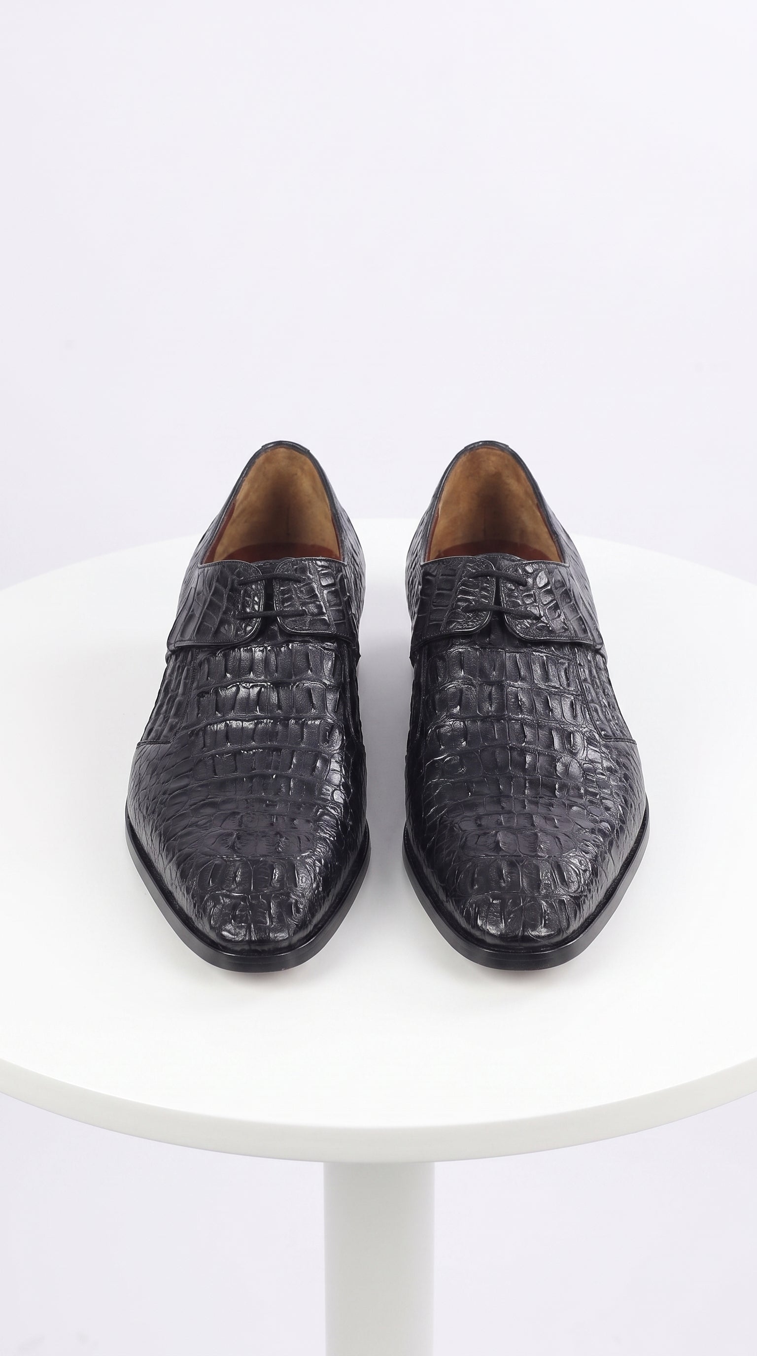 Men’s Navy Exotic Leather Loafers, Alligator Texture Formal Dress Shoes