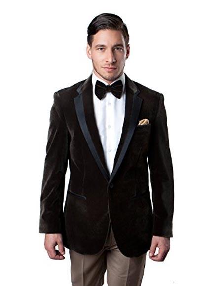 Men's Brown Velvet Tuxedo Looking Sport Coat by Menssuitsatlantain