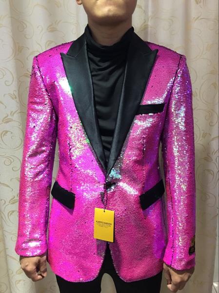 Alberto Nardoni Brand Fuchsia ~ Hot Pink Shiny (Wholesale Price $95) Shiny Flashy paisley blazer mens – SuitUSA