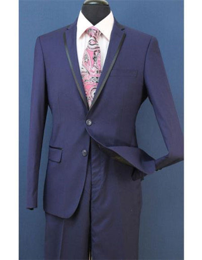 Western Suit - Cowboy Tuxedo With Trim Collar - Slim Fitted Jacket And Pants - Midnight Blue Tuxedo - Men's Tuxedo USA