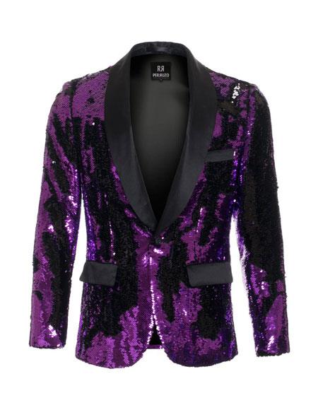 Men's Purple Sequin Blazer - Purple Sport Coat mensusain