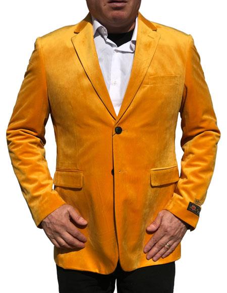 Men's Gold ~ Mustard ~ Yellow 2 Buttons Velvet Jacket – SuitUSA