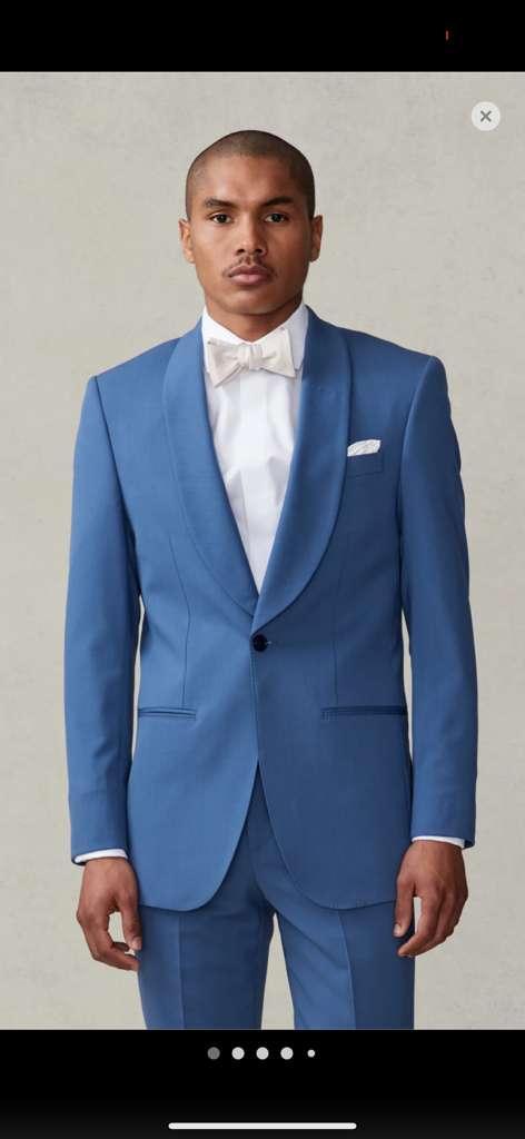 Men's Sky Blue Tuxedo Suit with Shawl Lapel, Formal Wedding and Prom Dinner Jacket Set - Steel Blue Color