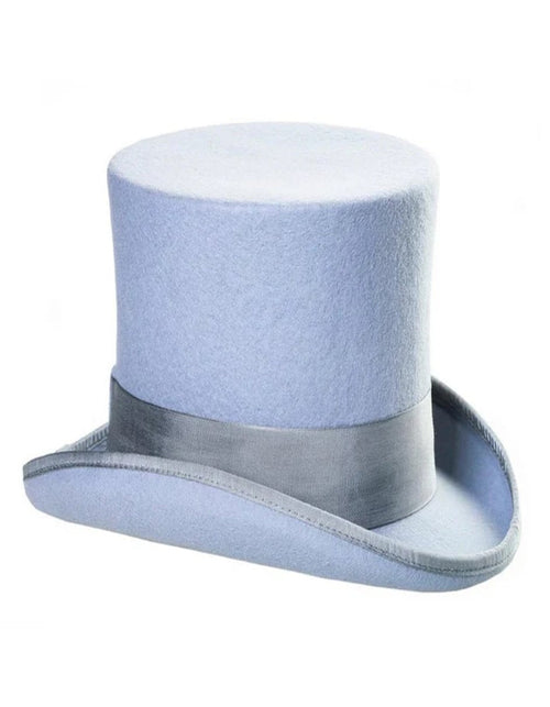 Victorian Steampunk Top Hat - 1800 19th Century - Dressy Loden Felt Top Sky Blue Hat by USA Men's Outlet