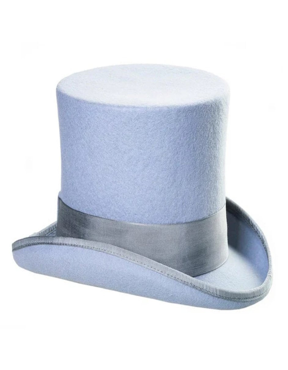 Victorian Steampunk Top Hat - 1800 19th Century - Dressy Loden Felt Top Sky Blue Hat by USA Men's Outlet