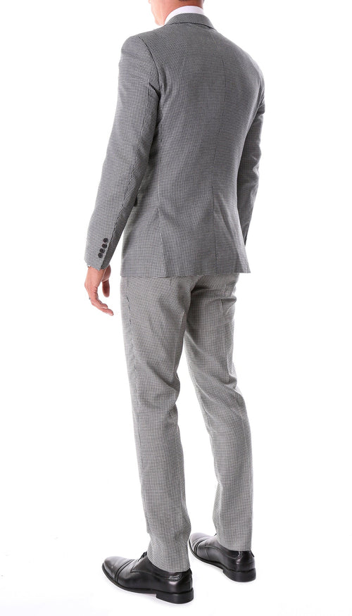 Mens Slim Fit Houndstooth Peak Lapel 2pc Suits by USA Men's Outlet