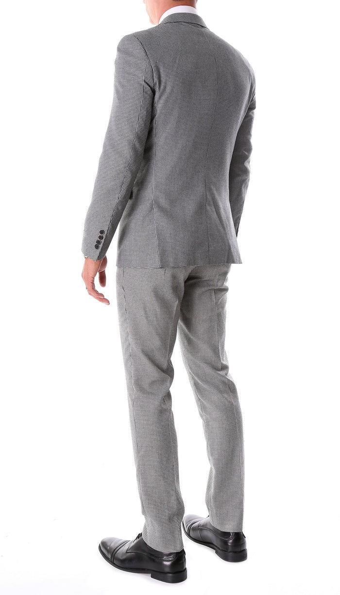 Mens Slim Fit Houndstooth Peak Lapel 2pc Suits by USA Men's Outlet