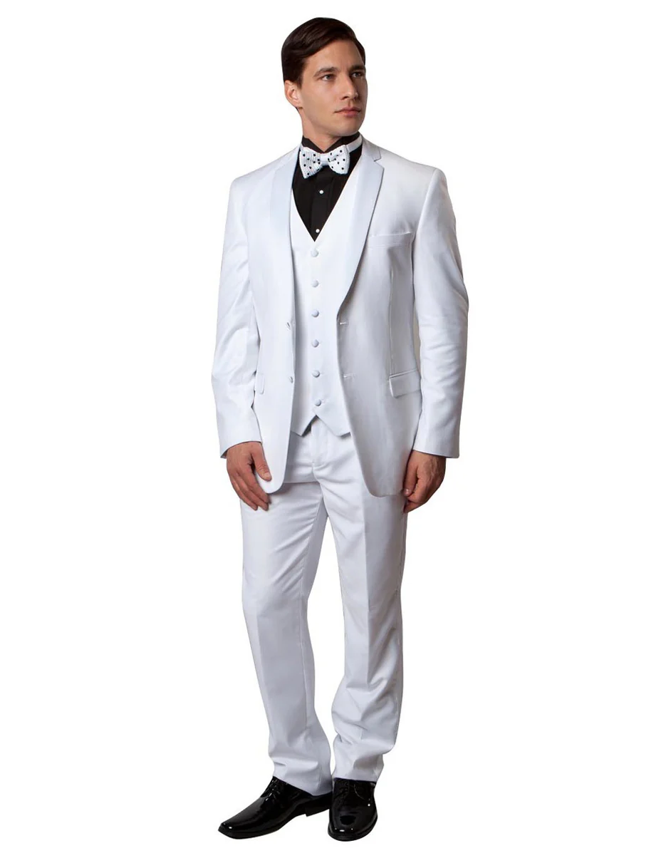 White Prom Suit - White Prom Tuxedo - White Wedding  Tuxedo Vested