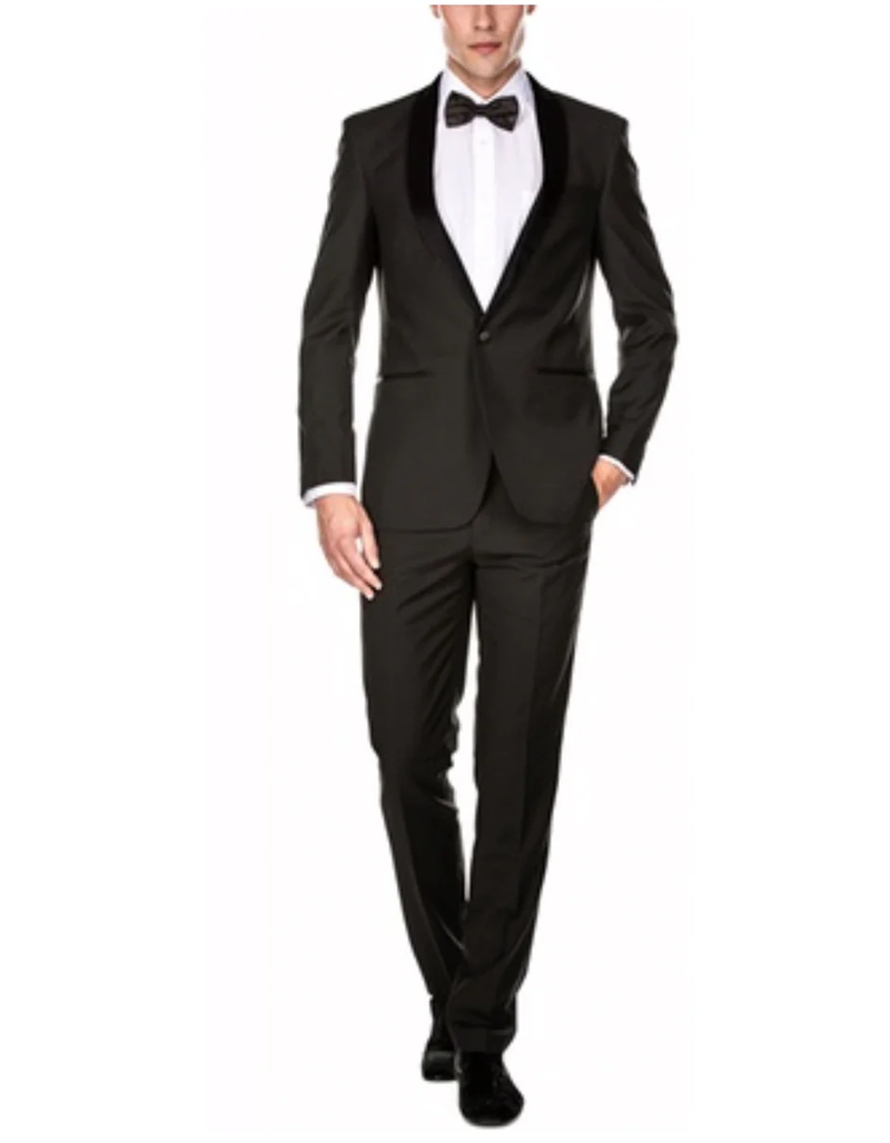 Gray Prom Suit - Mens Slim Fit 1 Button Shawl Tuxedo in Charcoal
