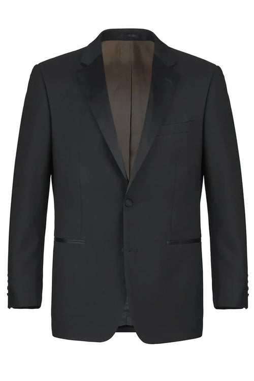 Black Prom Suit - Mens Traditional Two Button Slim Fit Notch Lapel Black Tuxedo