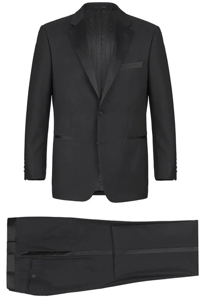 Black Prom Suit - Mens Traditional Two Button Slim Fit Black Tuxedo
