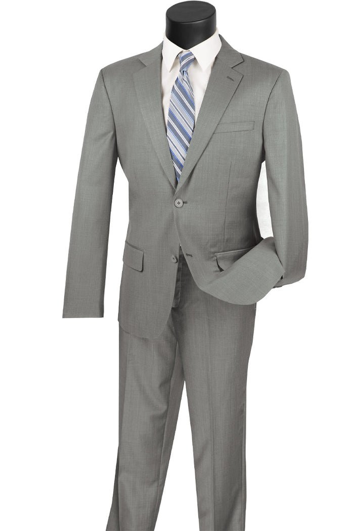 Mens 2 Button Modern Fit Textured Wool Suit in Khaki by Vinci