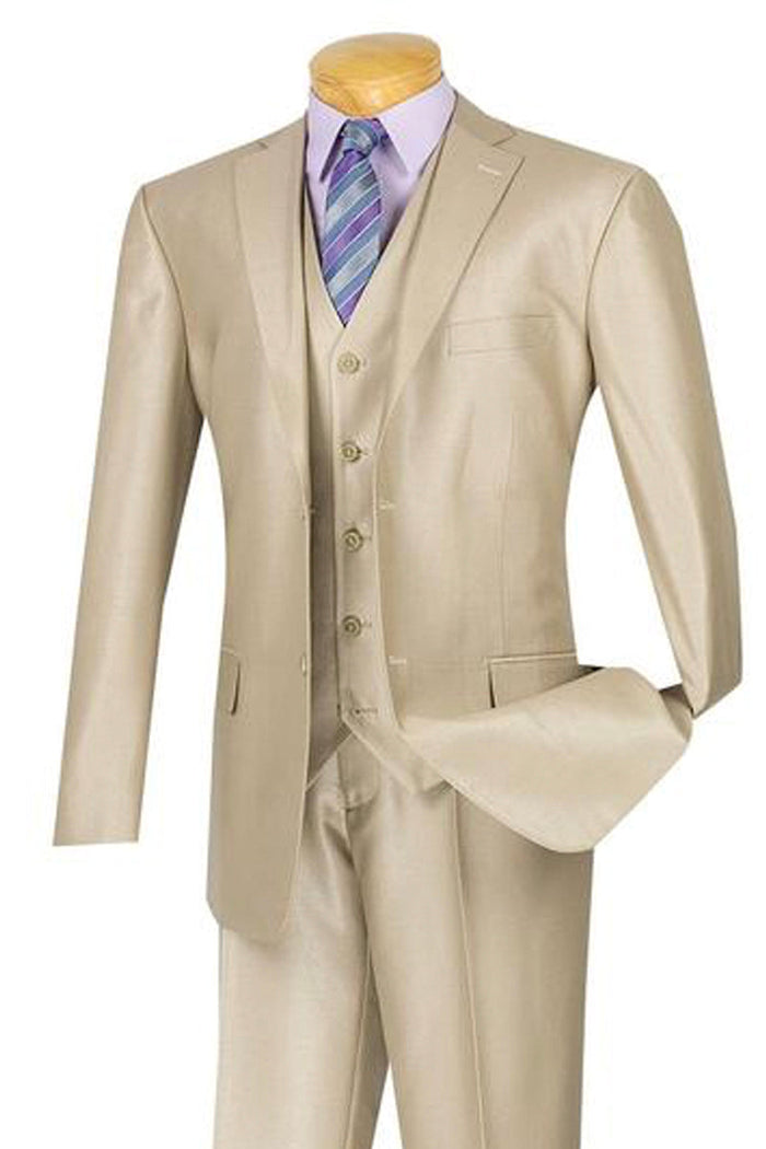 Mens Classic Fit Vested Plaid Suit in Burgundy by Vinci